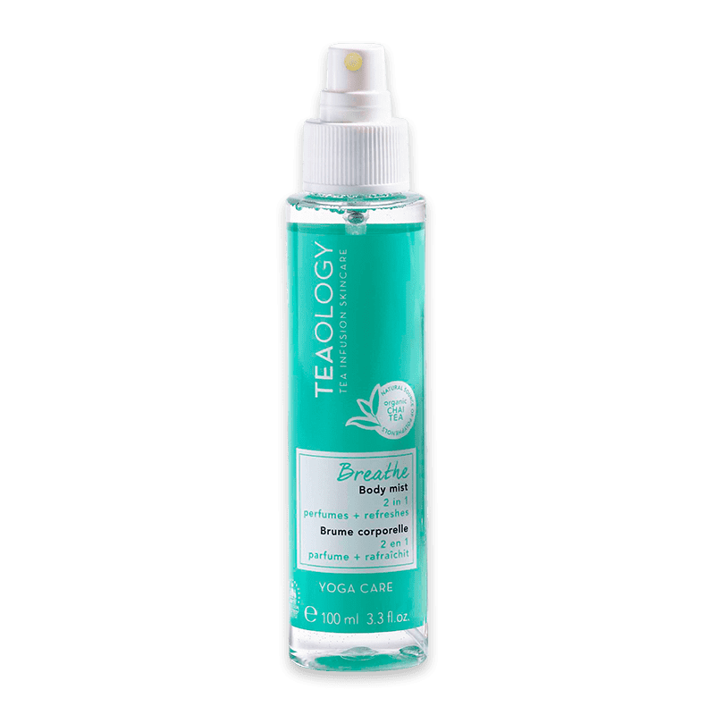 teaol_optimized-body-mist Teaology Breathe Body Mist 2-in-1, 100 ml, erfrischendes Körperparfüm in grünem Sprayflakon.