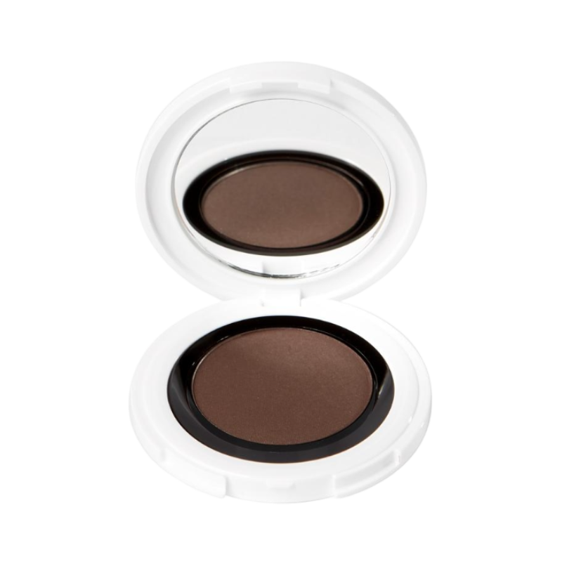 UND-GRETEL-IMBE-EYE-SHADOW-1-BARK UND GRETEL IMBE Lidschatten in der Farbe 1 Bark, geöffnetes weißes Etui mit braunem Lidschatten.