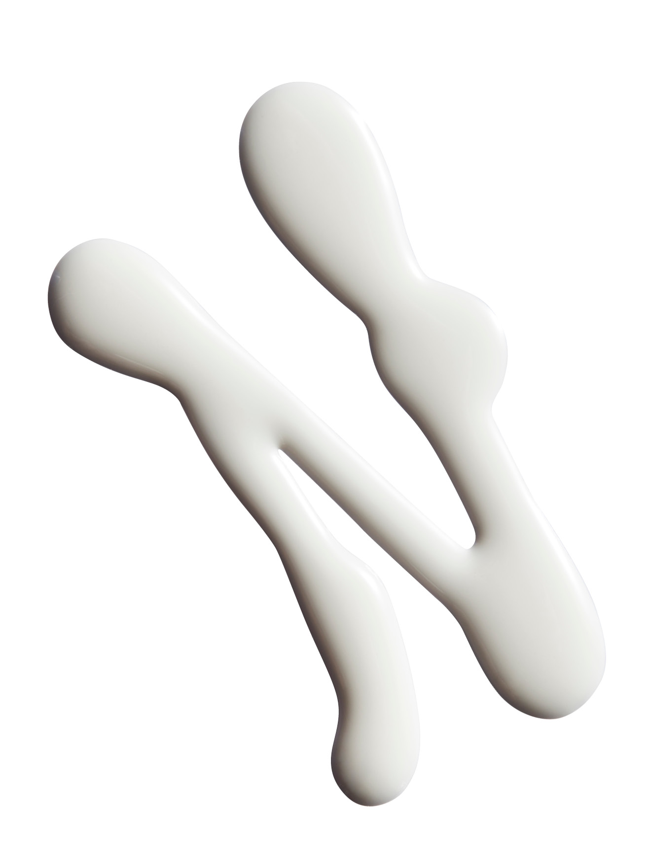 UVQUEEN-SCREEN-SWATCH Nahaufnahme von weißer Creme auf weißem Hintergrund, die in einer geschwungenen Form aufgetragen ist.