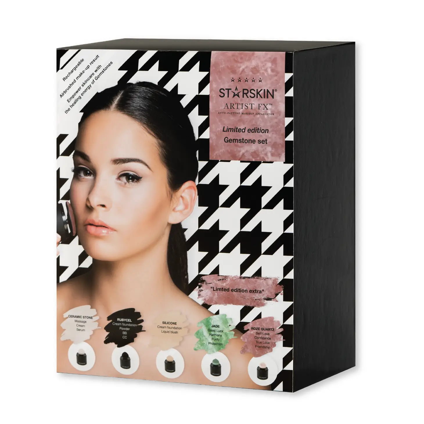 Produktverpackung von Starskin Artist FX Limited Edition Gemstone Set mit Bild einer Frau und vier verschiedenen Masken.
