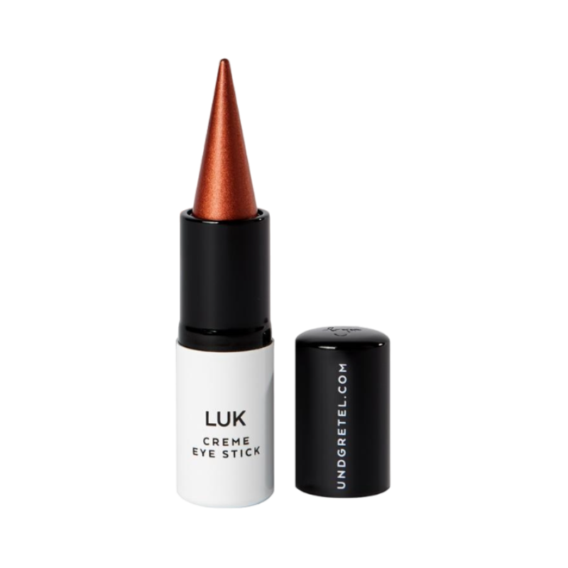 UND-GRETEL-LUK-CREME-EYE-STICK-1-BRONZE UND GRETEL LUK Creme Eye Stick in Bronze, geöffnete Verpackung mit abgenommenem Deckel.