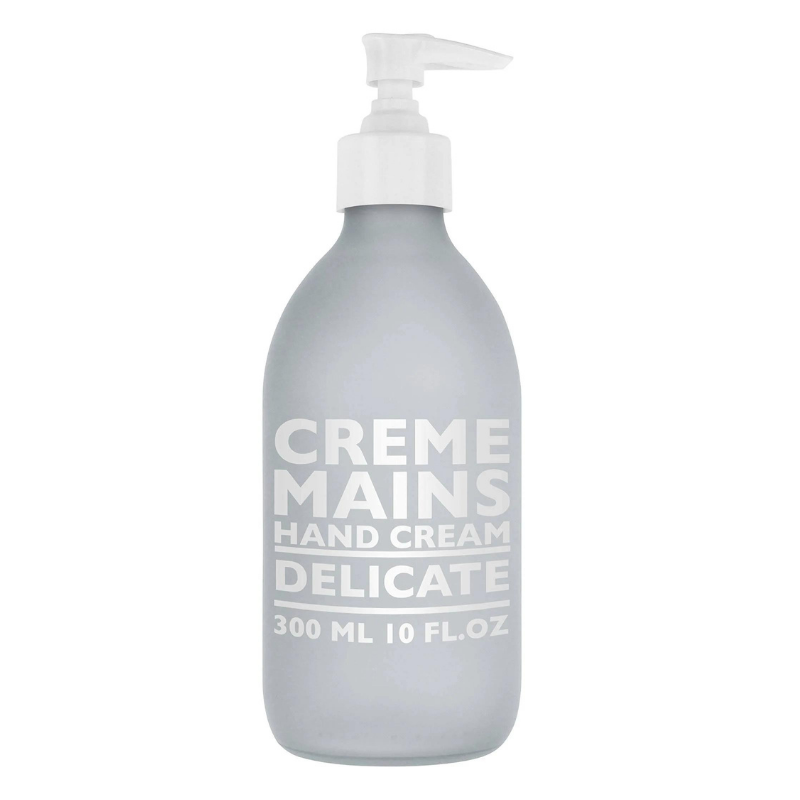 HAND-CREAM-300ML-CASHMERE Handcreme 300 ml Flasche mit Pumpspender, Aufschrift 'Creme Mains Hand Cream Delicate 300 ml 10 fl.oz'