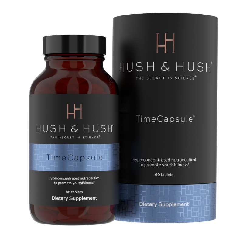 Hush & Hush TimeCapsule Nahrungsergänzungsmittel, 60 Tabletten, zur Förderung der Jugendlichkeit.