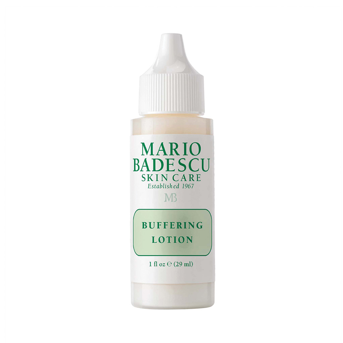 13405_0 Flasche Mario Badescu Buffering Lotion auf weißem Hintergrund.