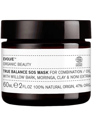 A4B1A27D-A38C-47CC-83FB-8F731705C5EF_4_5005_c Evolve Organic Beauty True Balance SOS Maske für Mischhaut/ölige Haut, 60ml, mit Weidenrinde, Moringa, Ton und Noni-Extrakt.