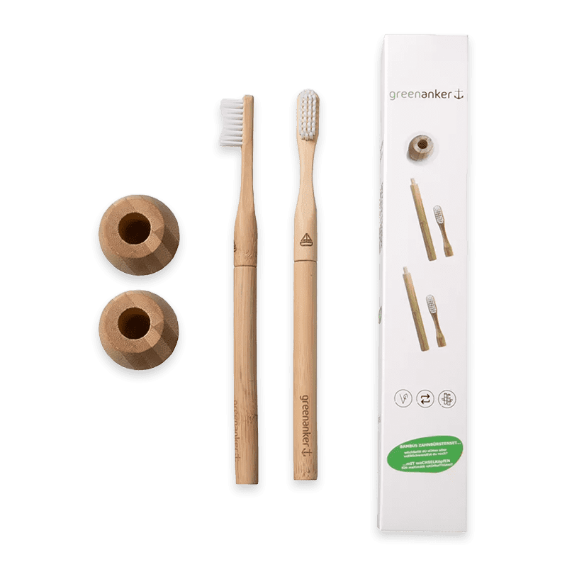 Set de brosses à dents en bambou avec 2 têtes de rechange