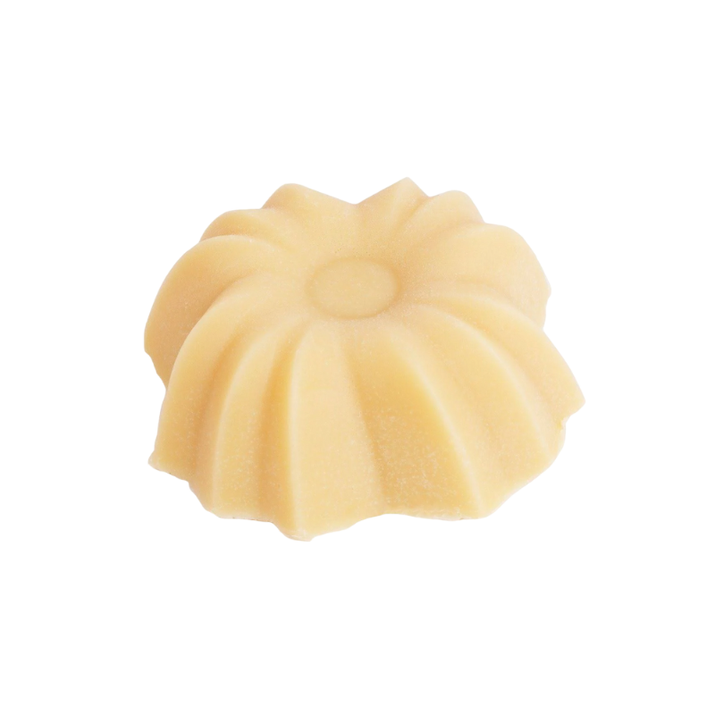 Gelber, fester Conditioner in Blumenform mit Vanilleduft von Lamazuna.