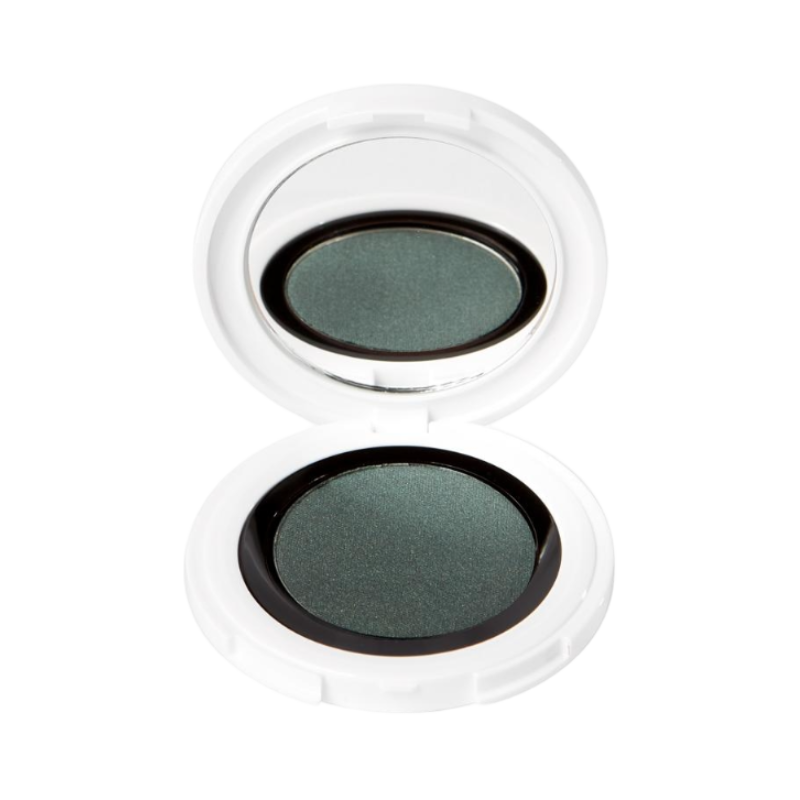 UND-GRETEL-IMBE-EYE-SHADOW-8-PINE UND GRETEL IMBE Eye Shadow in der Farbe 8 Pine, geöffnetes Kompaktgehäuse mit Spiegel.