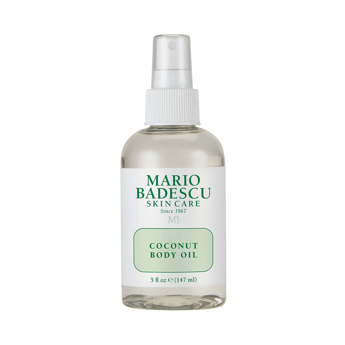 10470_0 Flasche Mario Badescu Coconut Body Oil, 147 ml, mit Sprühverschluss.