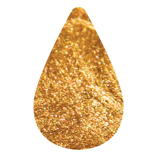 Goldener Tropfen mit glitzernder Textur.