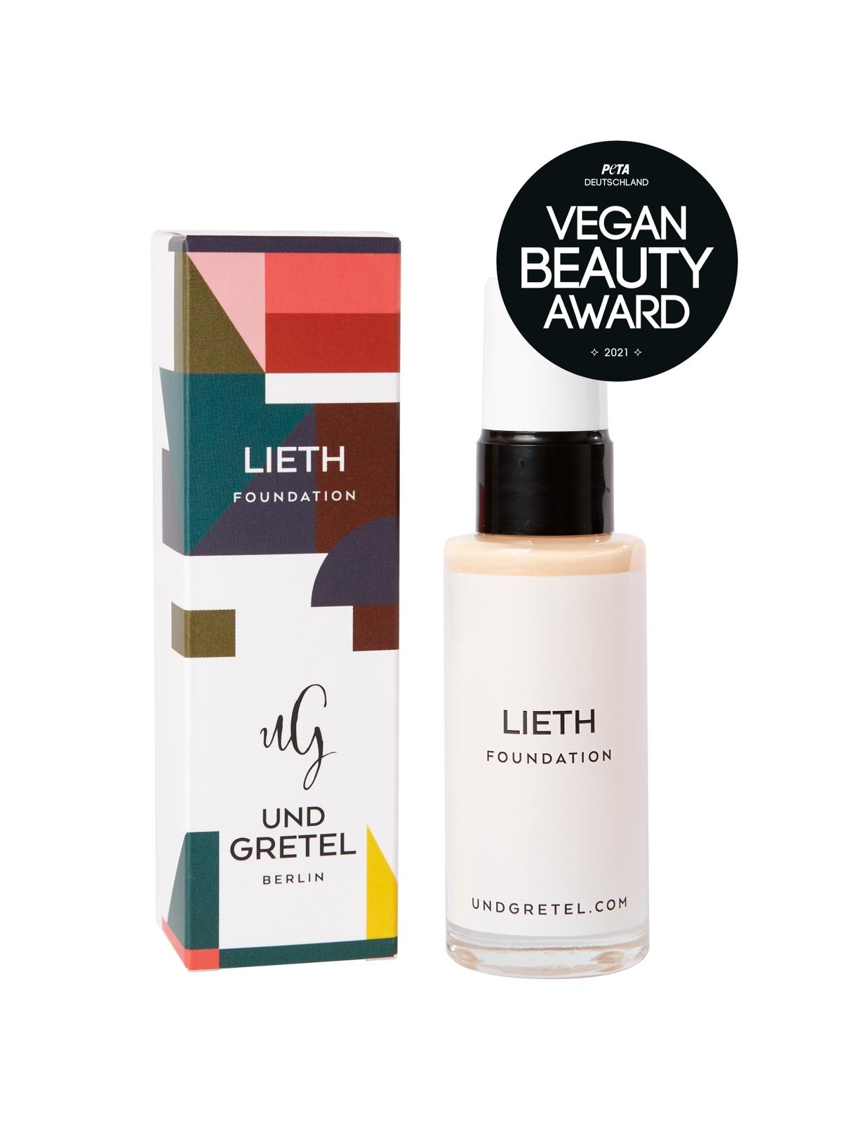 image_121740_2 Und Gretel Lieth Foundation Flasche und Verpackung, Vegan Beauty Award 2021 Abzeichen.