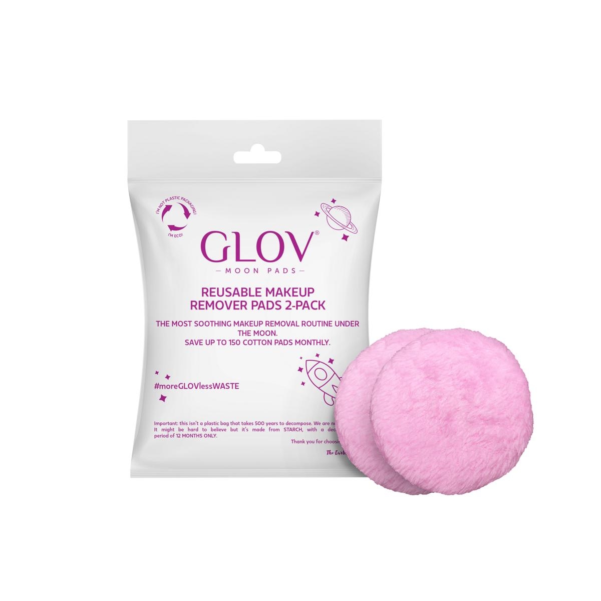 GLOV Moon Pads, wiederverwendbare Abschminkpads, 2er-Pack, rosa, Verpackung und Pads, umweltfreundlich, spart bis zu 150 Wattepads.