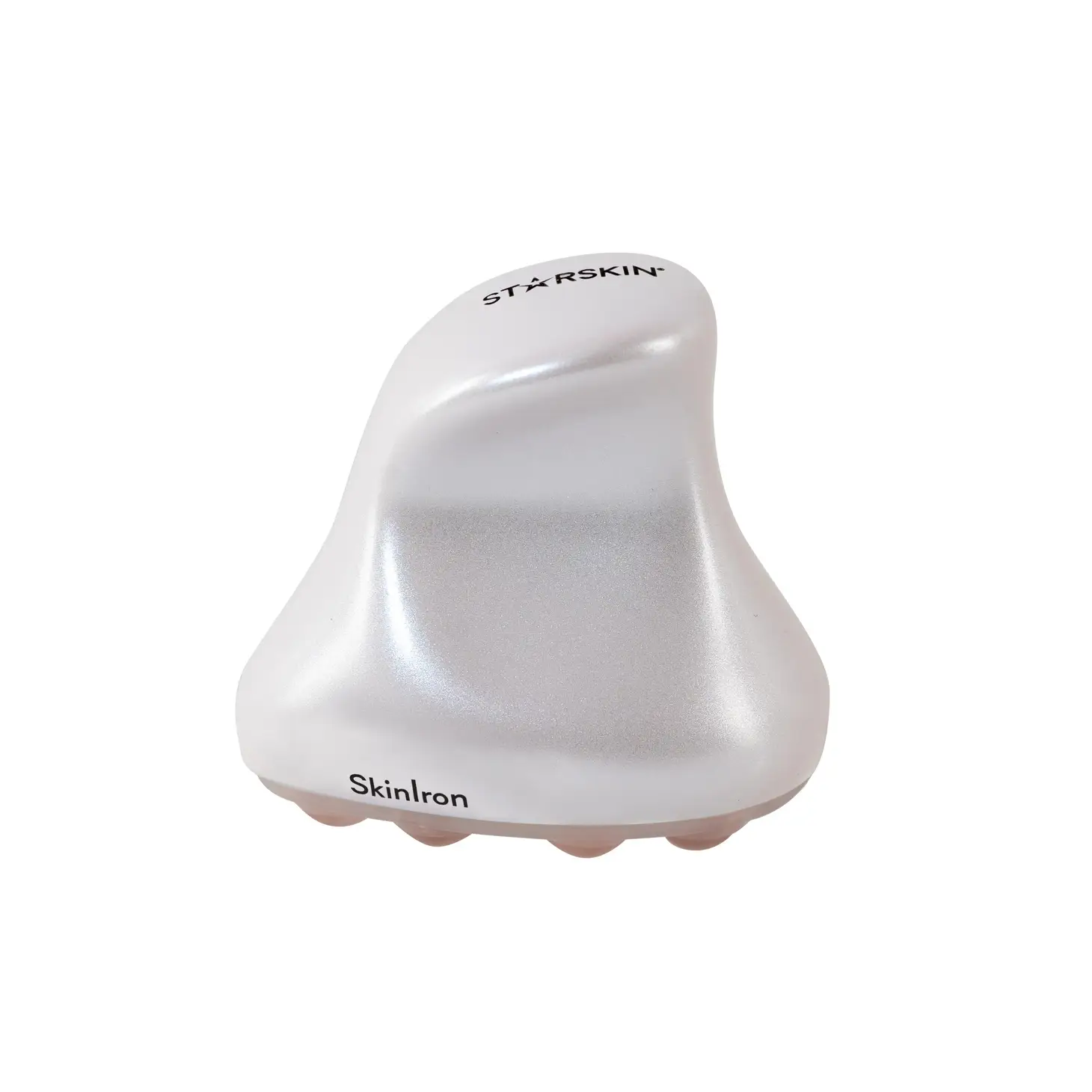 C6FEC21E-5660-4F4D-A925-88C8AC97C43D Ein weißes STARSKIN SkinIron-Massagegerät mit ergonomischem Design.