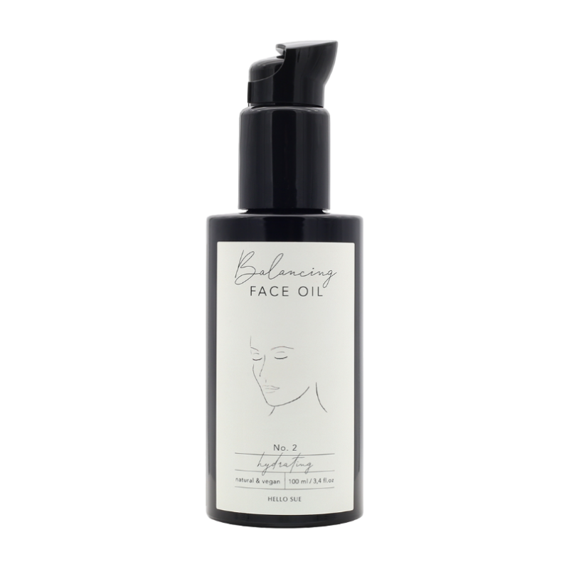 HELLO-SUE-NO-2-BALANCING-FACE-OIL Flasche mit Balancing Face Oil No. 2 von Hello Sue, 100 ml, vegan und natürlich.