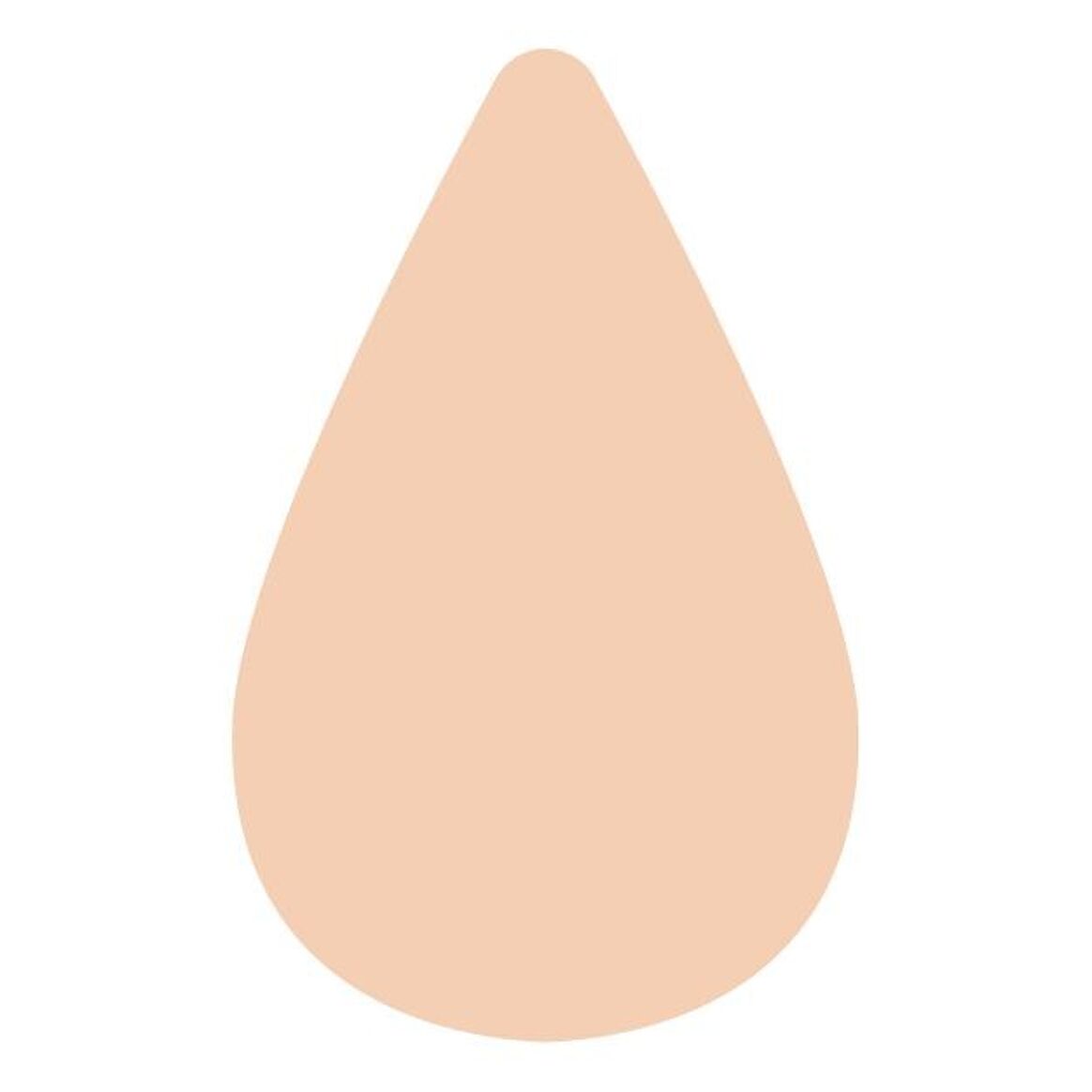 4417277-6216554-47e02cbc6114b6 Ein tropfenförmiger, hautfarbener Make-up-Schwamm auf weißem Hintergrund.
