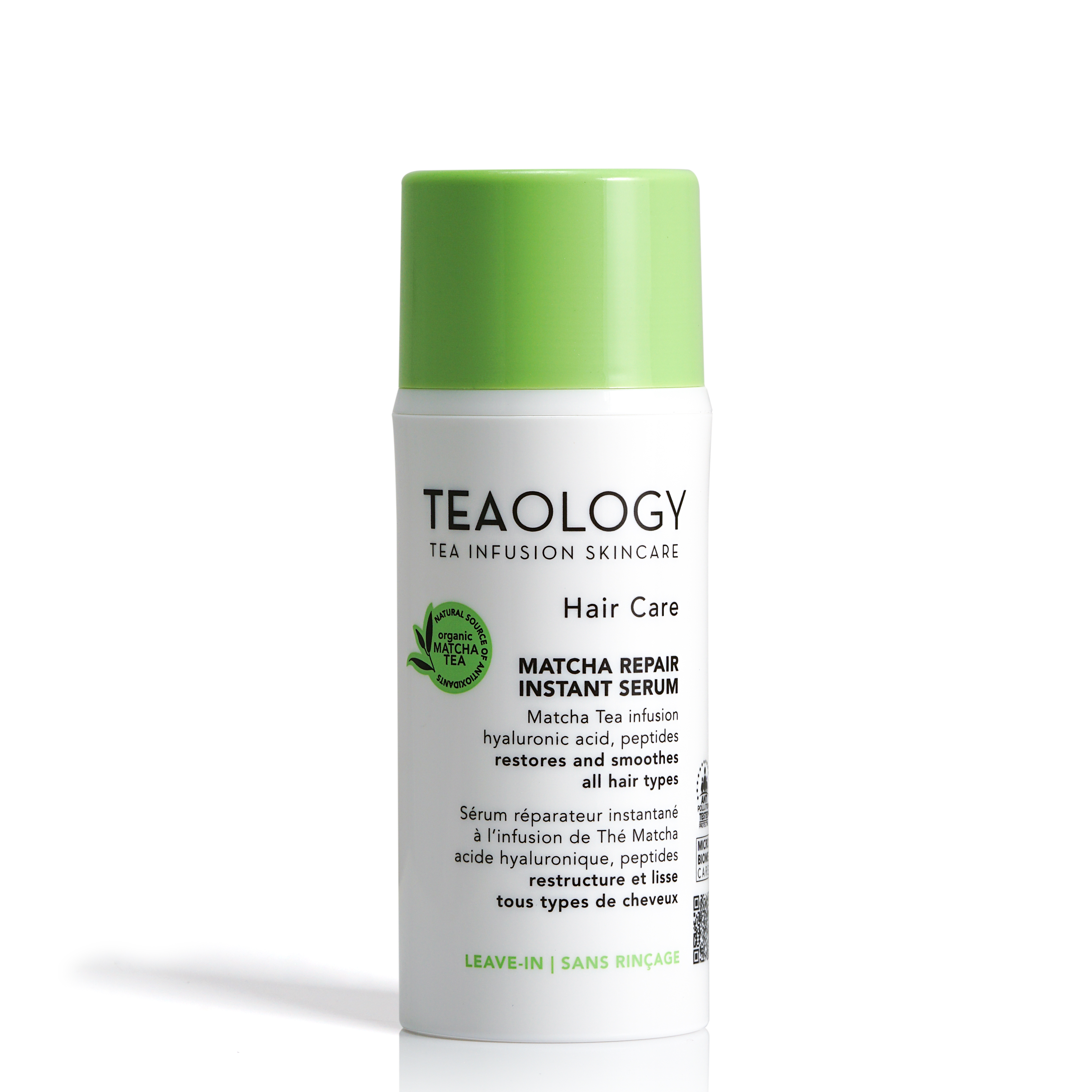 8050148502678-T50267-Hair-matcha-repair-instant-serum TEAOLOGY Matcha Repair Instant Serum, Haarpflege, grüner Deckel, 100 ml Flasche, für alle Haartypen, Leave-In, ohne Ausspülen.