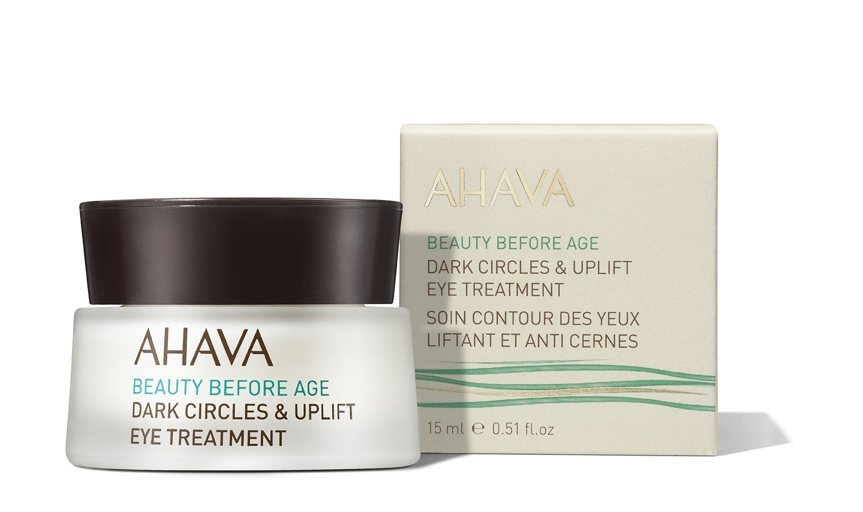 image_120197_1 AHAVA Beauty Before Age Augencreme gegen Augenringe und Schwellungen, 15 ml, vor der Produktverpackung.