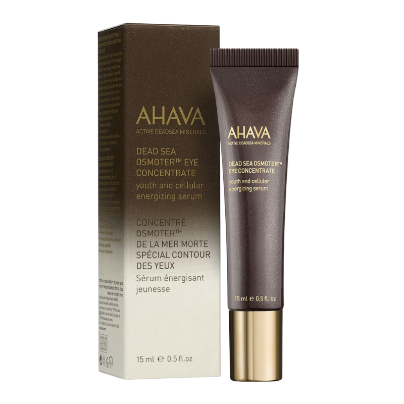 AHAVA-DEAD-SEA-OSMOTER-CONCENTRATE-EYES AHAVA Dead Sea Osmoter Eye Concentrate, 15 ml Tube und Verpackung, Anti-Aging-Serum für die Augenpartie.